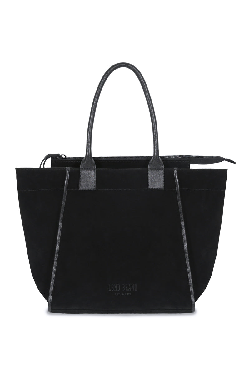 Suede_ Black Leather Bag