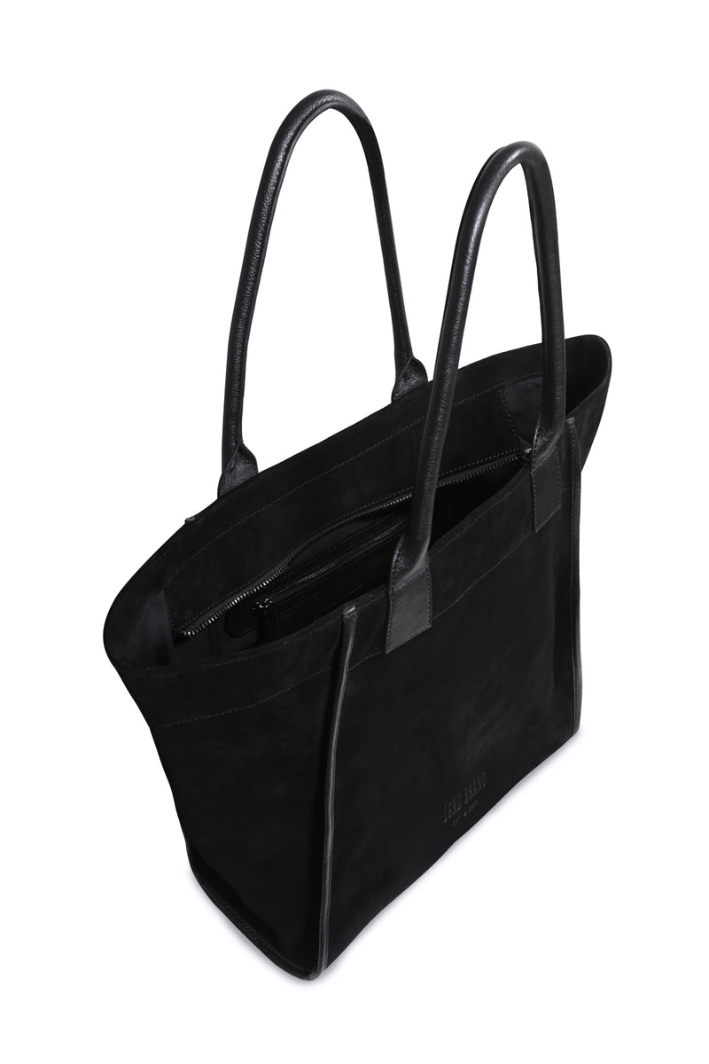 Suede_ Black Leather Bag