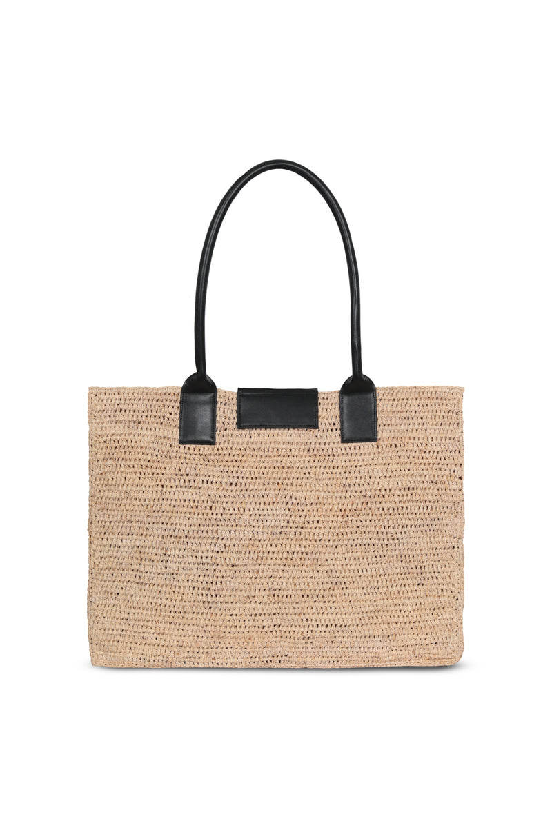 Raffia_Leather Tote Bag