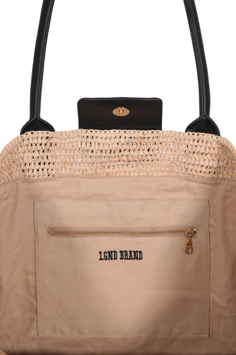 Raffia_Leather Tote Bag