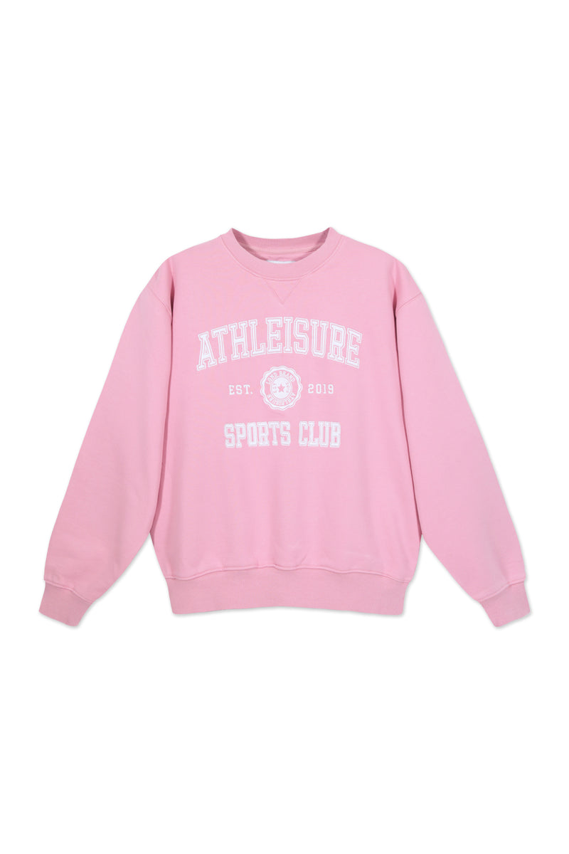 Sweatshirt_ Pink Crewneck Athleisure