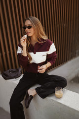 Polo Sweatshirt_Burgundy Striped