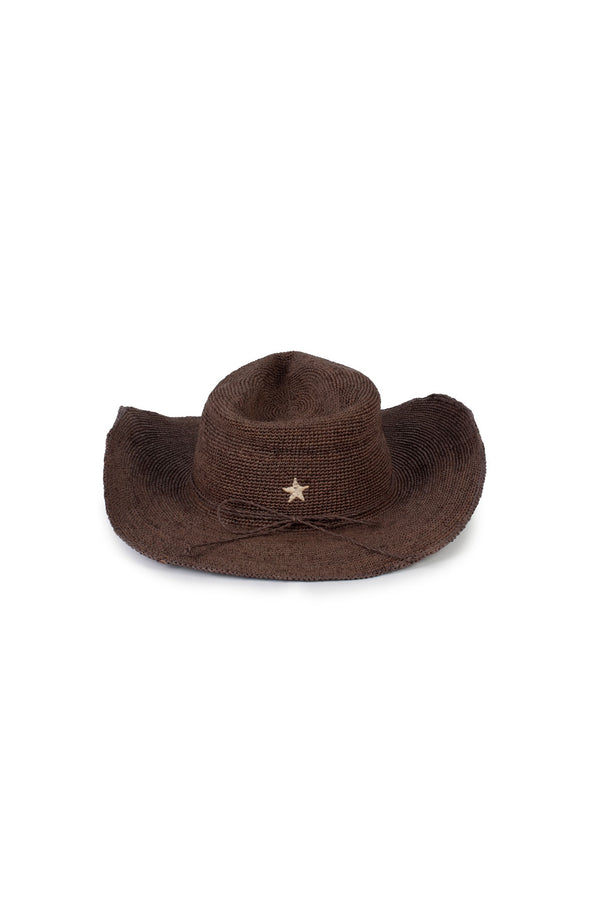 Brown_Raffia Square Cowboy Hat