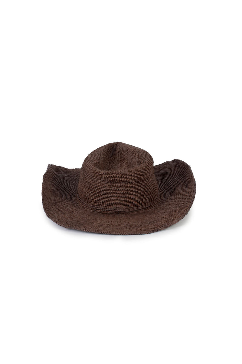 Brown_Raffia Square Cowboy Hat