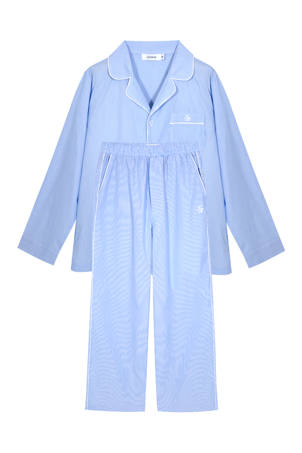 Pijama_Striped Light Blue Pantst Set