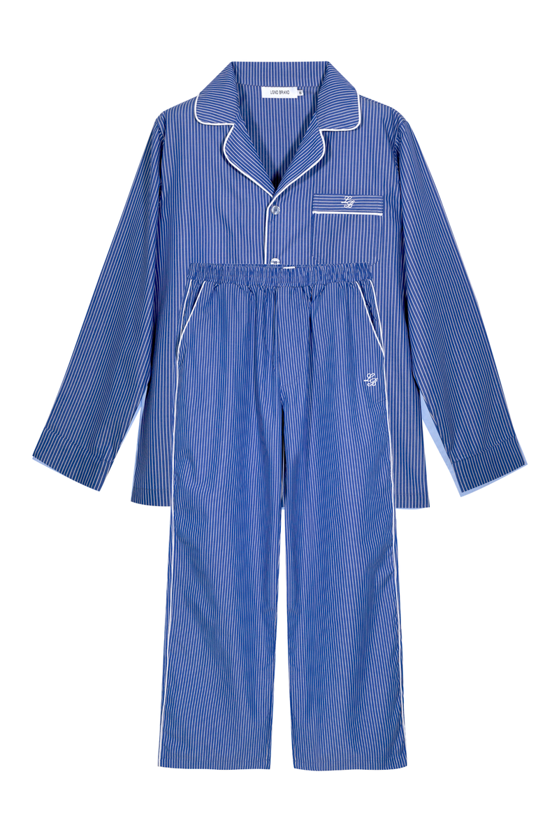 Pijama_Striped Navy Pants Set