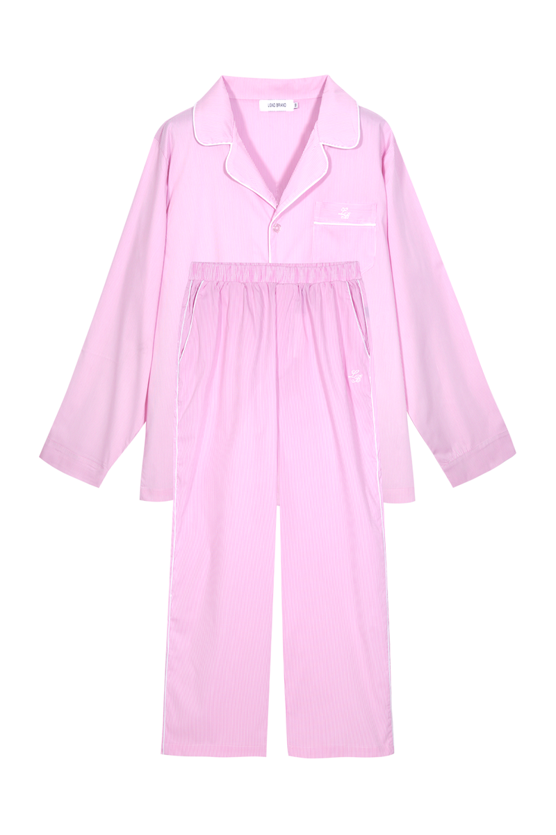 Pijama_Striped Pink Pants Set