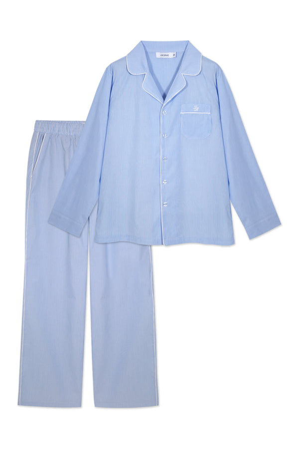 Pijama_Striped Light Blue Sweatpant Set