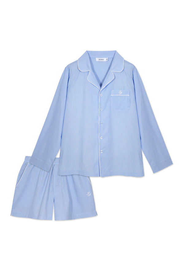 Pijama_Striped Light Blue Short Set