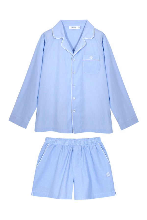 Pijama_Striped Light Blue Short Set