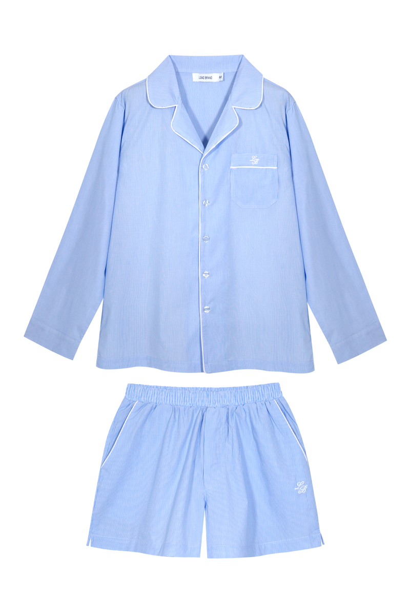 Pijama_Striped Light Blue Short Set