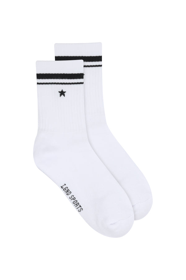 Star Socks_Crew Short White