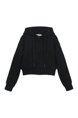 Sweatshirt  Cropped Zipper Hoodie_Black