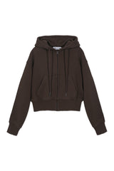 Sweatshirt_ Cropped Zipper Hoodie_Coffee