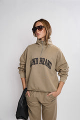 Sweatshirt_Taupe Mock Neck Charcoal LGND BRAND
