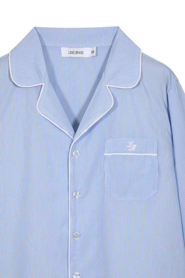 Pijama_Striped Light Blue Short Set