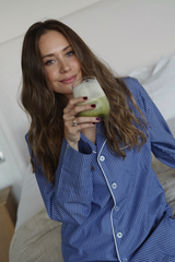 Pijama_Striped Navy Pants Set