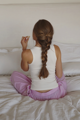 Pijama_Striped Pink Pants Set