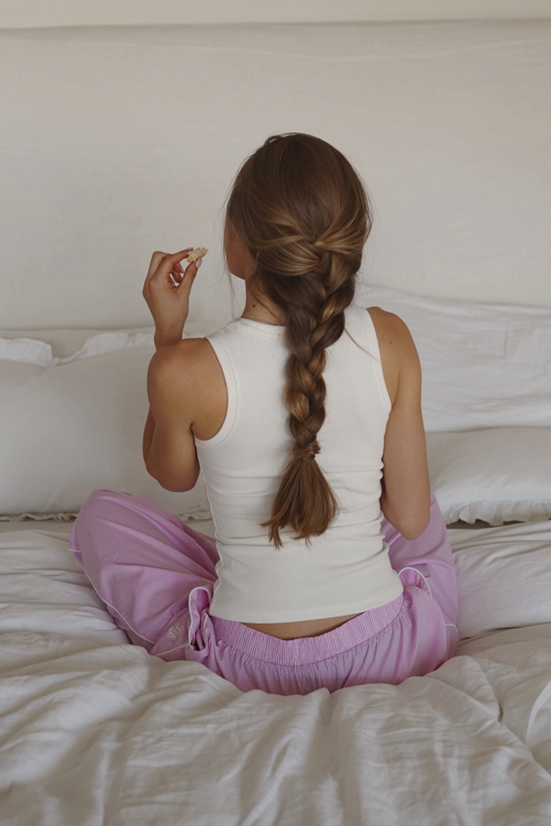 Pijama_Striped Pink Pants Set