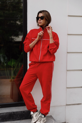 Cuffed_Ribbon Sweatpant Red