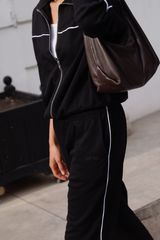 Cuffed_Ribbon Sweatpant Black