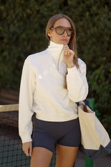 Sweatshirt Off White_Cropped Mock Neck