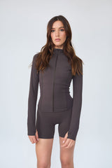 Long Sleeve_Zip Up Coffee Espresso