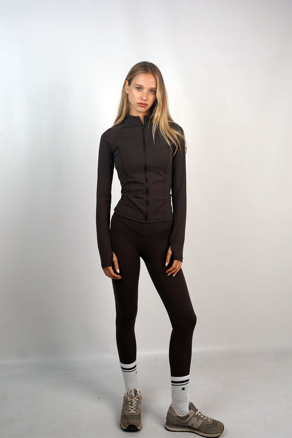 Long Sleeve_Zip Up Coffee Espresso