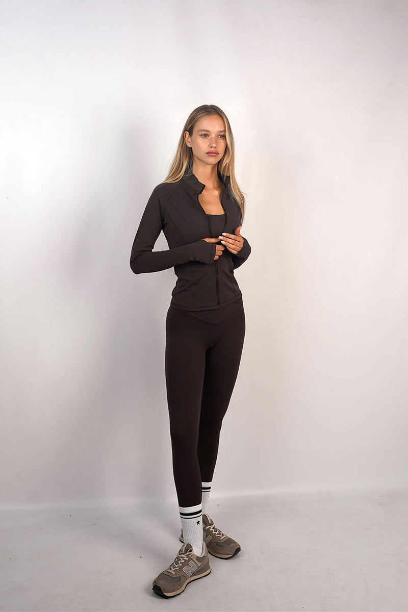 Long Sleeve_Zip Up Coffee Espresso
