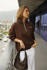 Sweatshirt_Coffee Half Zipper Mock Neck LGND BRAND