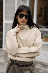 Sweatshirt Sand_Midi Mock Neck LB