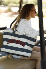 New Canvas Strip Tote Bag_Navy