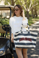 New Canvas Stripe Tote Bag_Navy