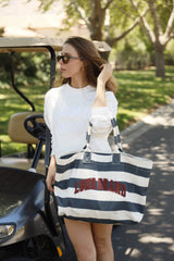 New Canvas Strip Tote Bag_Navy