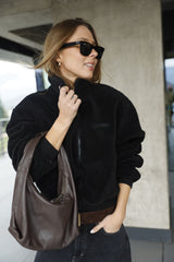 Round Hobo_Coffee Leather Bag