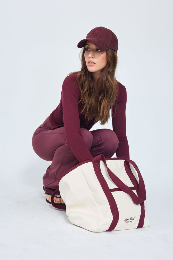New Canvas Strap Tote Bag_Burgundy