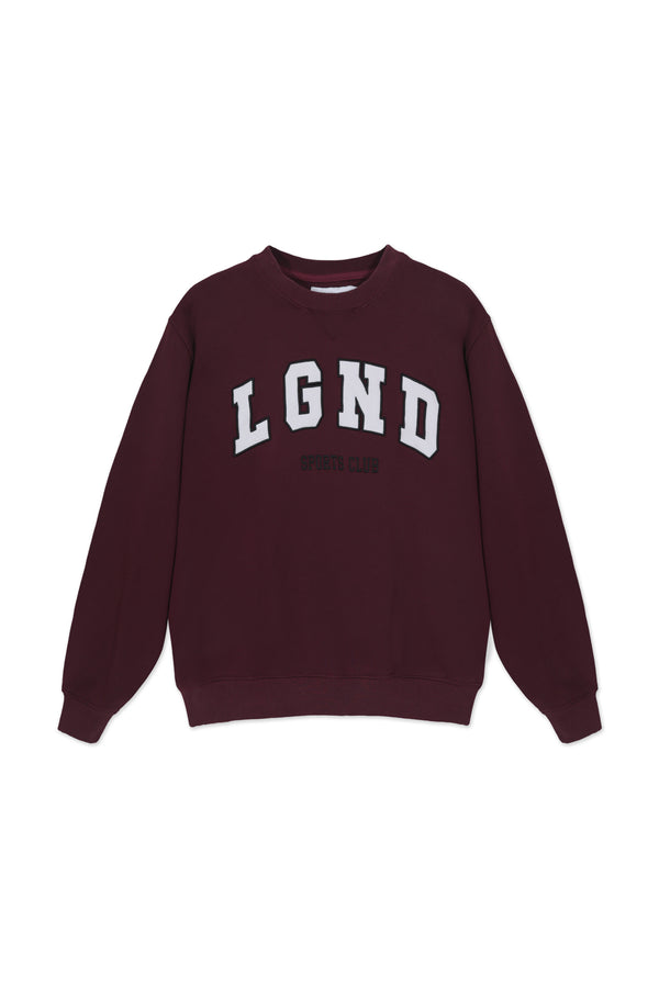 Sweatshirt_ Burgundy Crewneck White LGND Sport Club