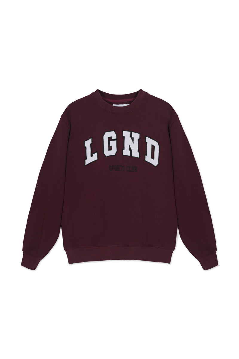 Sweatshirt_ Burgundy Crewneck White LGND Sport Club