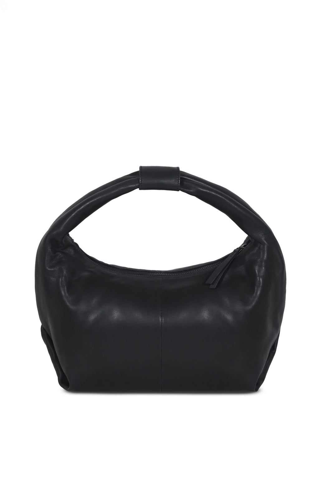Round Hobo_Black Leather Bag