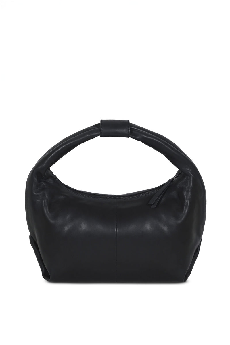 Round Hobo_Black Leather Bag