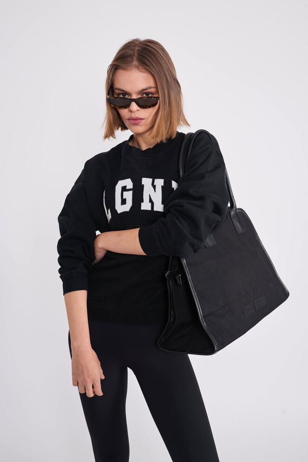 Sweatshirt_ Black Crewneck White LGND Sport Club