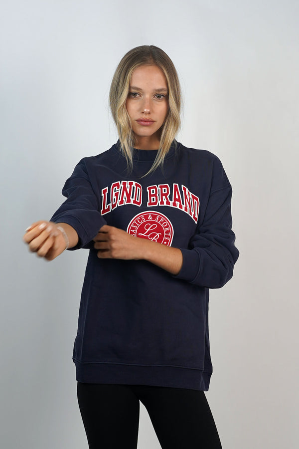 Sweatshirt_Navy Crewneck Red Diana Patch