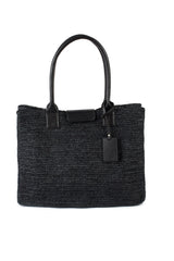 Black Raffia_Leather Tote Bag