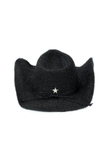 Black_Raffia Square Cowboy Hat