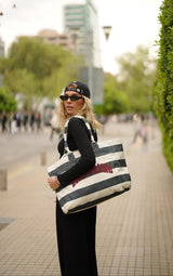 New Canvas Stripe Tote Bag_Navy