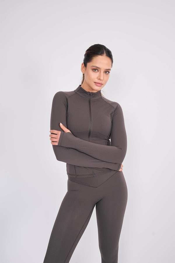 Long Sleeve_Zip Up Charcoal