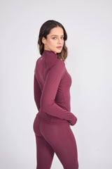 Long Sleeve_Zip Up Burgundy